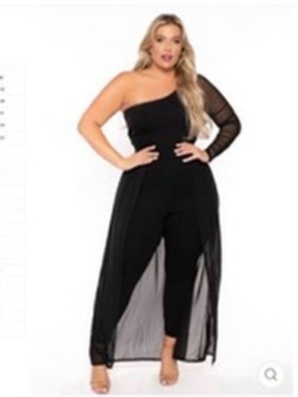 One-Shoulder Black Jumpsuit with Sheer Overlay *WORN ONCE*